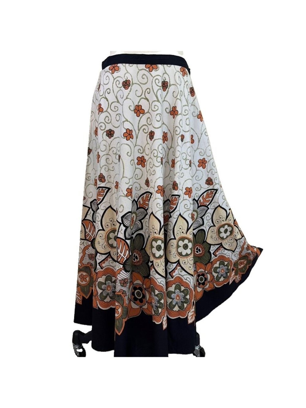Vintage Magic Women' Midi Swing Skirt Size S Colorful Floral Groovy Mod Boho